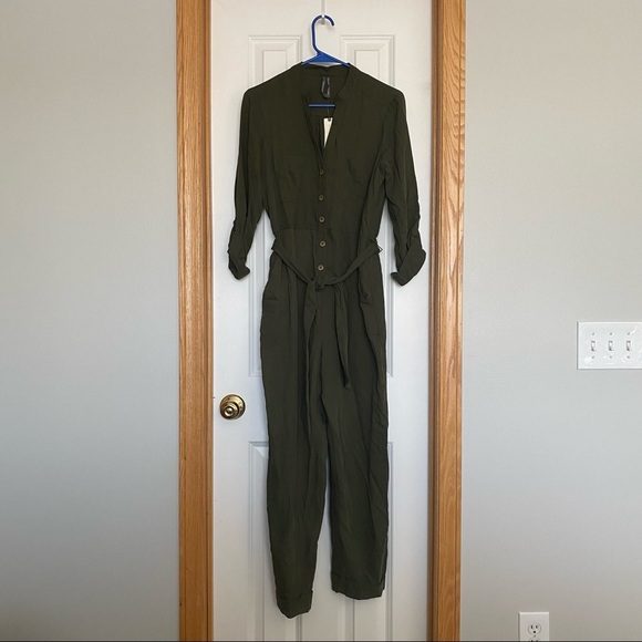 Anthropologie Preston Utility Army Green Jumpsuit Size 6 - Picture 2 of 12